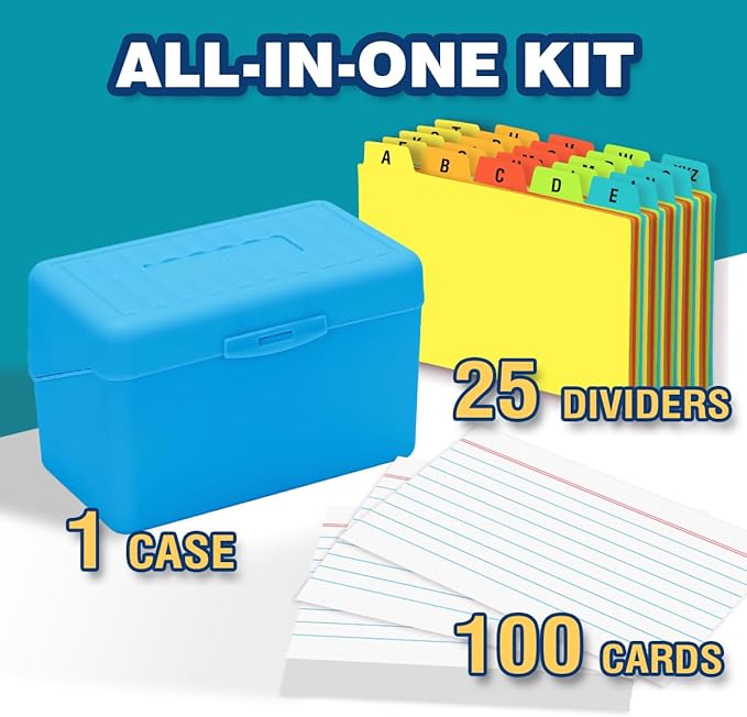 H4D 3x5 Index Card Holder with 100 Heavyweight Ruled Index Cards and 25 Plastic - Image 2