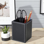 KINGFOM PU Leather Square Pens Pencils Holder Cup Desktop Stationery Organizer - Image 6