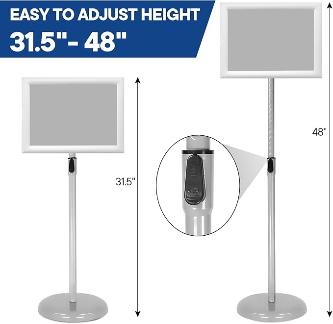 Adjustable Poster Stand Holder Heavy Duty Snap Open Aluminum Pedestal Floor - Image 4