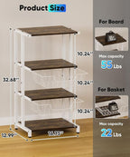 Ardier Media Stand with Two Detachable Baskets, 4-Tier AV Media Stand Corner - Image 4