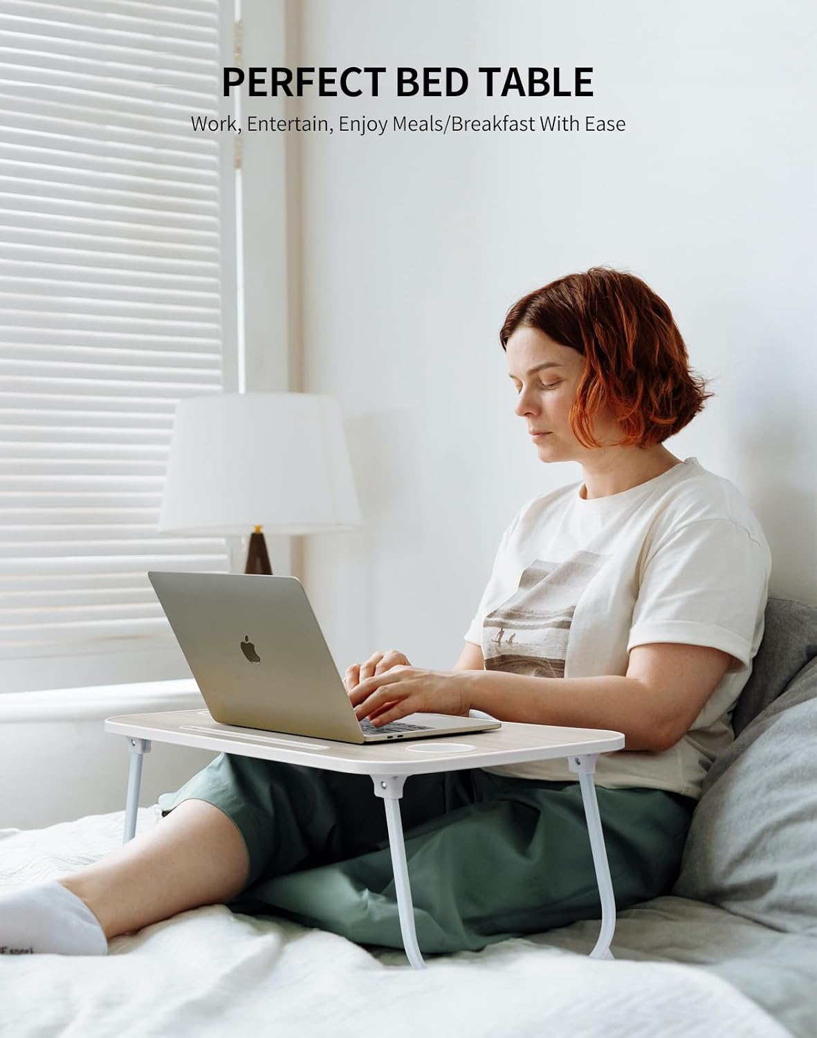 ZEAPTAC Laptop Bed Desk, Foldable Lap Desk, Portable Lap Table, Laptop Stand ...