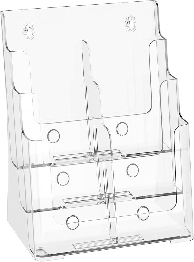 zavekia 3 Tier Acrylic Brochure Holder 8.5 x 11 inch, Magazine Holder, Flyer by zavekia