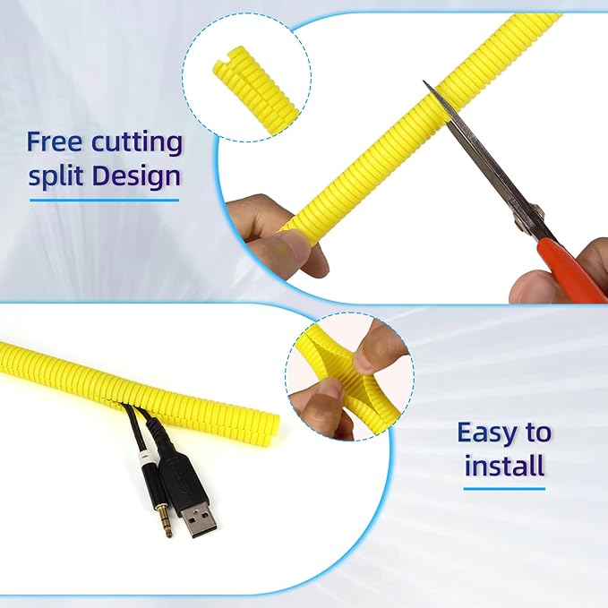 Split Wire Loom Tubing, 25ft Cord Protectors from Pets No Chew, Flexible Wire - Image 2