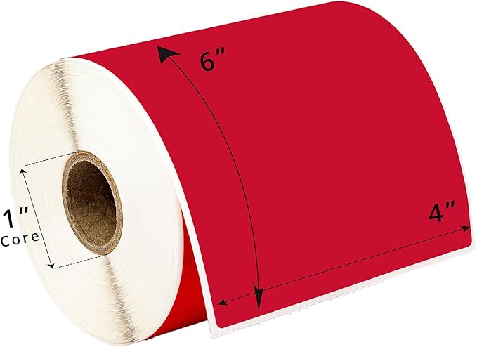 HOUSELABELS 4" x 6" Red Shipping Labels on 1" Core Compatible - Image 5