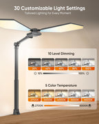 36w led desk lamp with clamp, dual-head architect, side view
