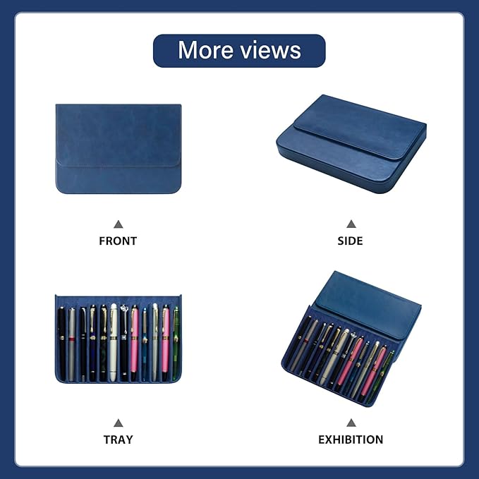 MIVLXLX PU Leather 12 Fountain Pen/Pencil Tray Case Organizer, Fashion Design - Image 5
