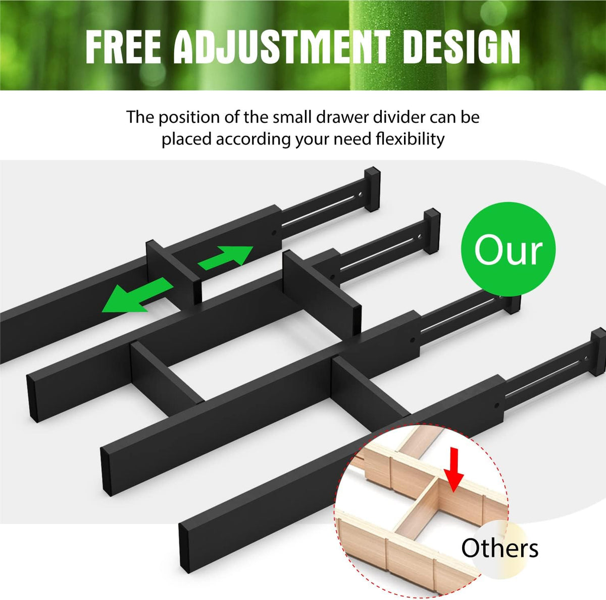 ANTOWIN Bamboo Drawer Dividers Organizers, Expandable Drawer Separators Split...