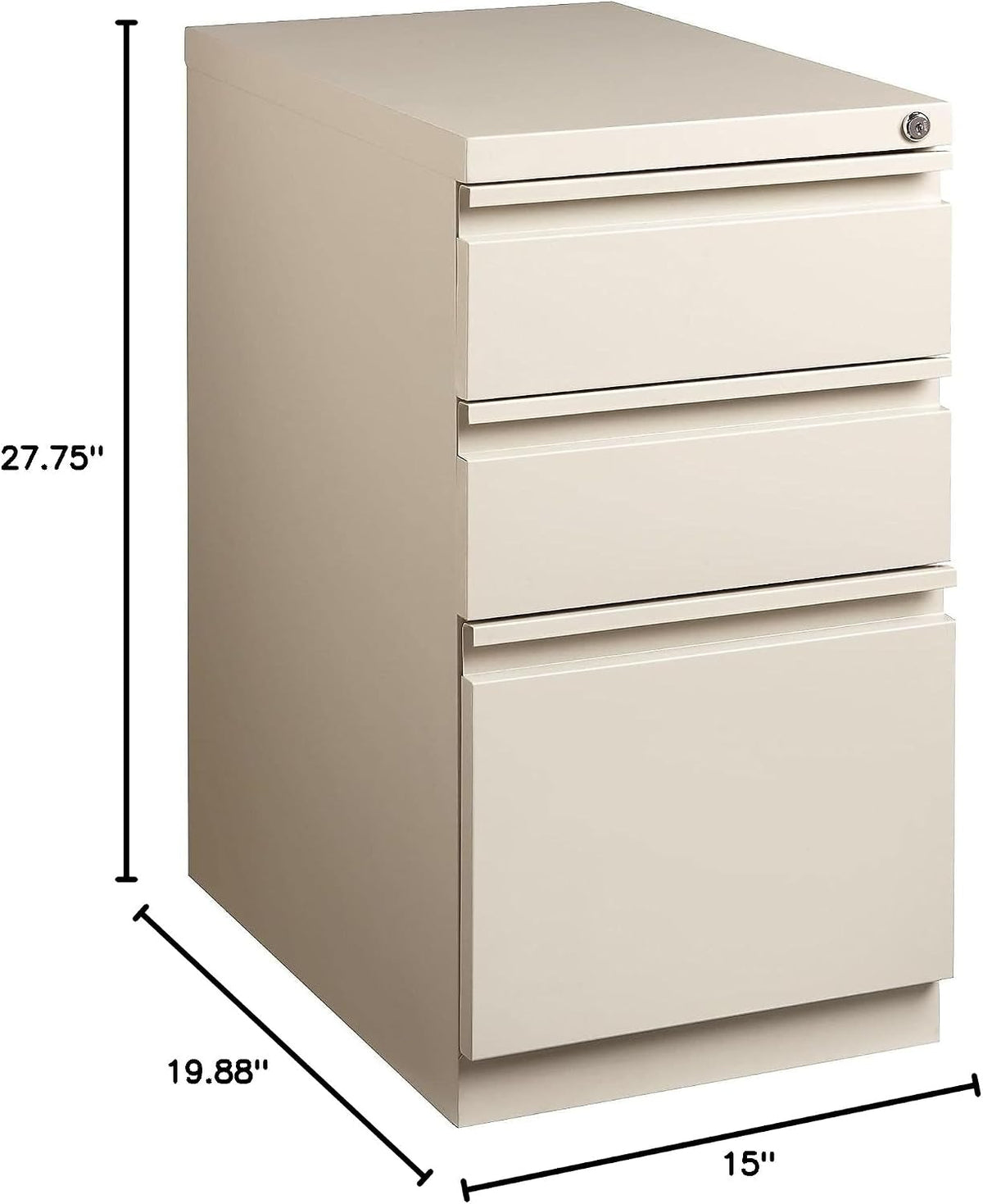STAPLES Mobile Pedestal File Cabinet, 3-Drawer, Putty, Wheels