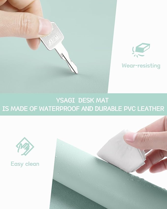 YSAGi Non-Slip Leather Desk Pad, Waterproof Laptop Computer Desk Keyboard Mat - Image 5