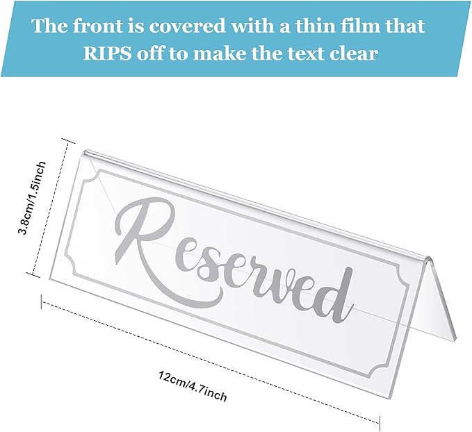 16 Pieces Reserved Sign Acrylic Clear Reserved Table Tent Signs Table Number - Image 2