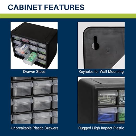 Akro-Mils 16-Drawer Plastic Storage Cabinet | 10-1/2 x 6-1/2 x 8-1/2 Inch | - Image 4