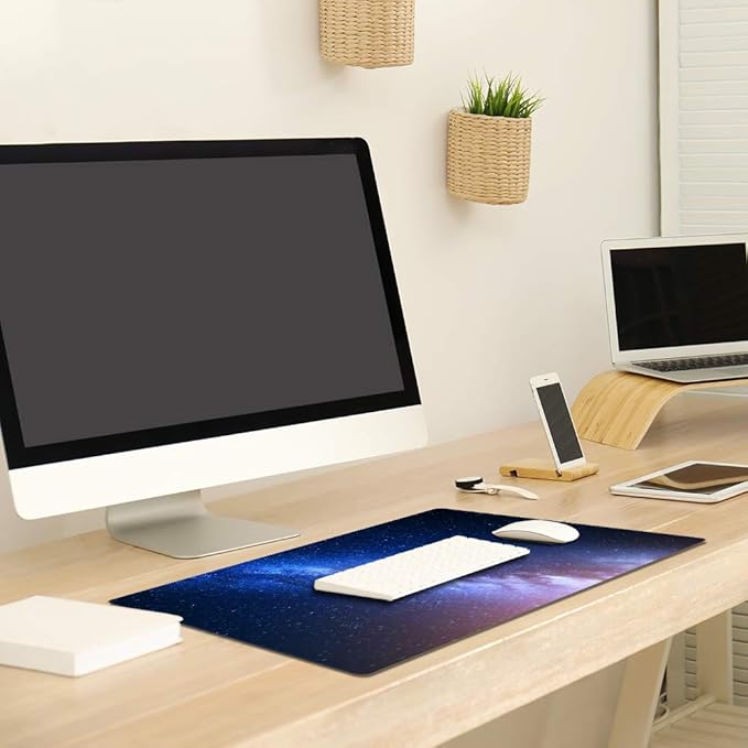 QIYI Desk Pad, Galaxy PU Leather Desk Blotter Protector, Waterproof Computer - Image 4