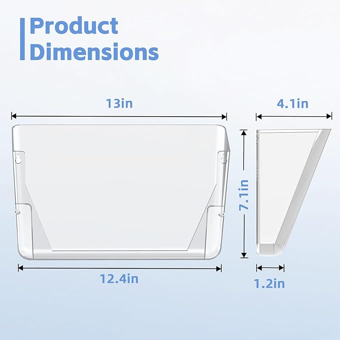 SUPEASY Clear Acrylic Single Pocket, Large Plastic Hanging Wall Mount File - Image 2