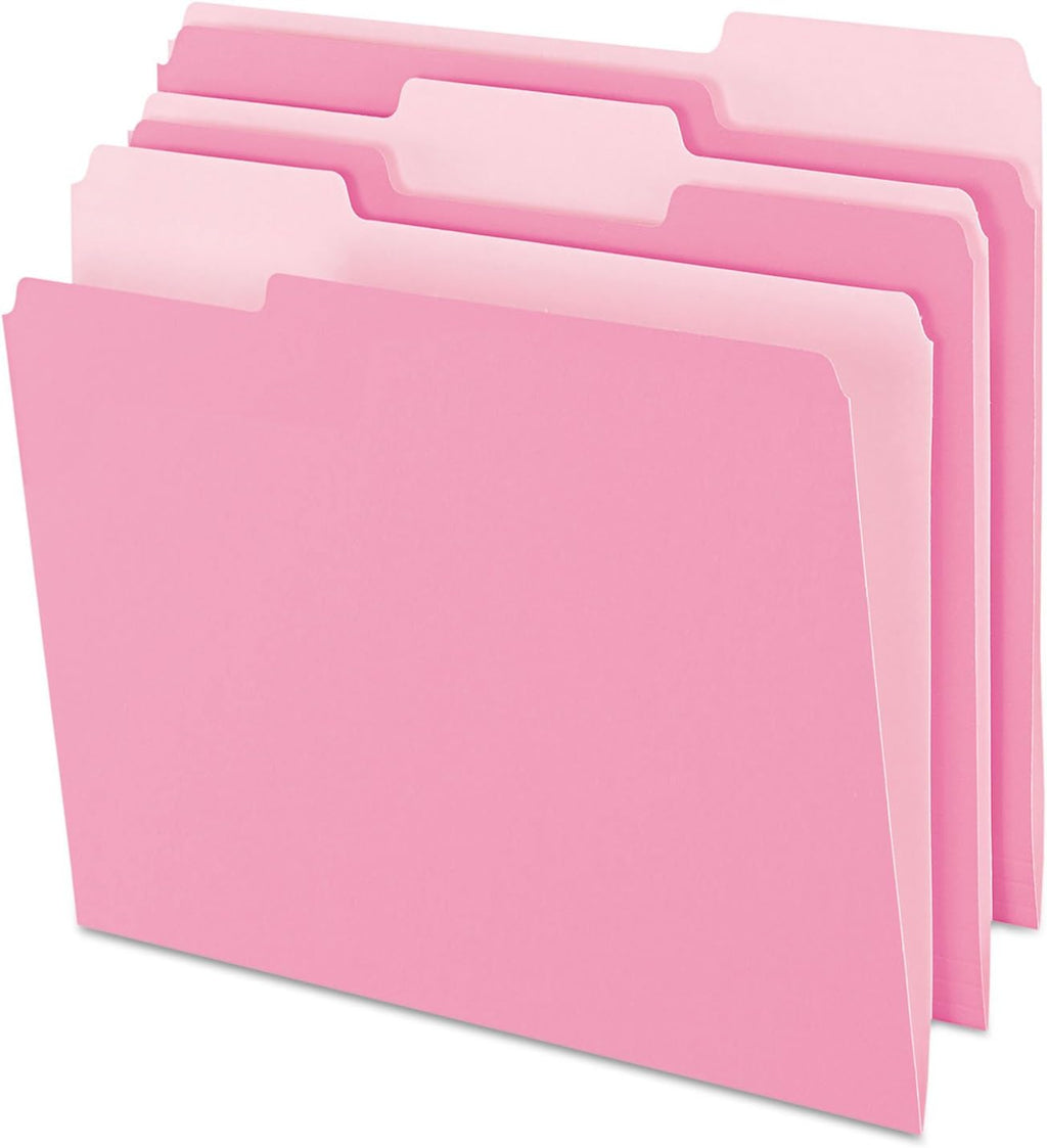 Pendaflex Letter Size File Folders Bundle - Pink Two-Tone 100 Count & Manila Classic 100 Count (152 1/3 PIN & 65213)