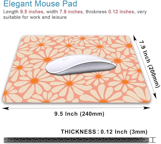 IMAYONDIA Cute Pink Mouse Pad, Daisy Flowers Mouse Pad, Aesthetic Modern Art - Image 2