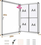 Mifuro 26"x20" Enclosed Bulletin Board, Lockable Weather-Resistant Aluminum - Image 5