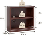 Bevfint 30" Bookcase, 2-Tier Display Shelves Open Storage Organizer, Book Case - Image 2