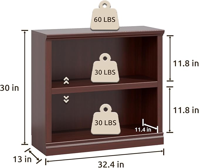 Bevfint 30" Bookcase, 2-Tier Display Shelves Open Storage Organizer, Book Case - Image 2