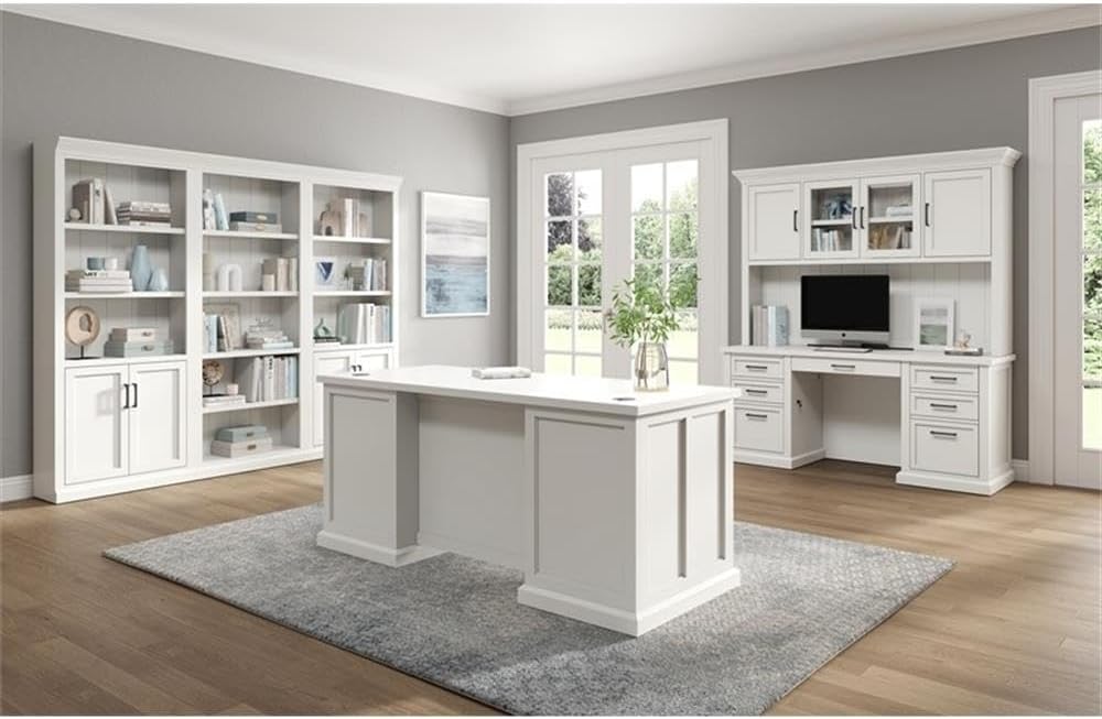 Modern Wood Hutch With Doors Storage Hutch Fully Assembled White