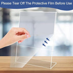Wbtran Slanted Back Acrylic Sign Stands 8 x 10, Plastic Paper Sign Holder - Image 4