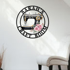 Custom Sewing Machine Metal Sign, Personalized Name Flowers Sewing Sign - Image 3