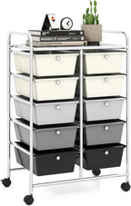 LDAILY 10 Drawer Rolling Cart, Storage Cart Organizer on Wheels, Drawer Cart by LDAILY