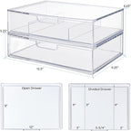 STORi STAX Plastic Stackable Organizer Drawers Clear | 12.5" Wide | Set - Image 3