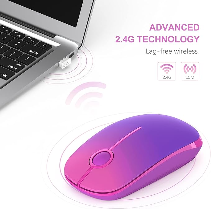 VssoPlor Wireless Mouse, 2.4G Slim Portable Computer Laptop Mouse - Image 4