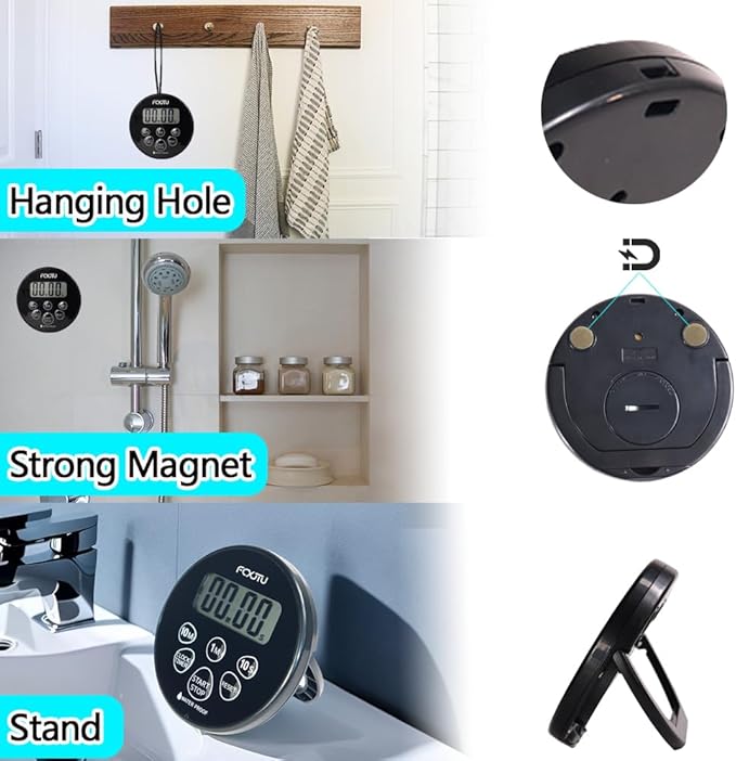 FCXJTU Digital Waterproof Shower Clock Timer, Bathroom Shower Countdown Timer - Image 5