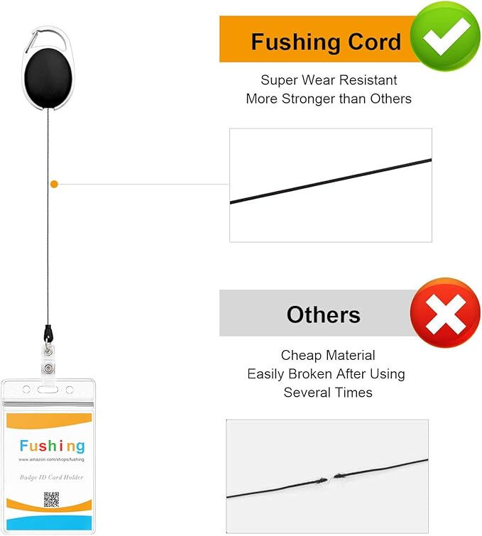 Fushing 20Pcs Retractable ID Badge Holders ID Badge Reels - Image 4