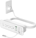 Recessed Power Strip with Retractable USB C Cable, 2 PD 20W USB C, Flush Mount by Jgstkcity
