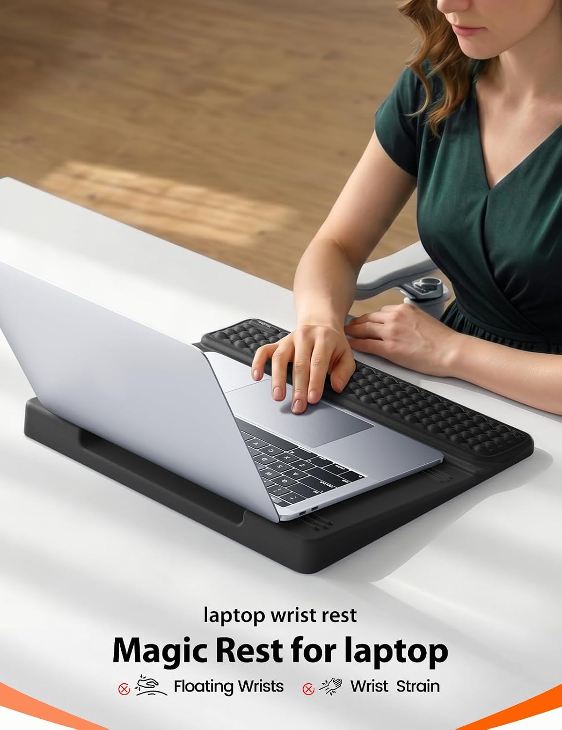 Vaydeer Wrist Rest with Laptop Stand, Memory Foam Laptop Wrist Support
