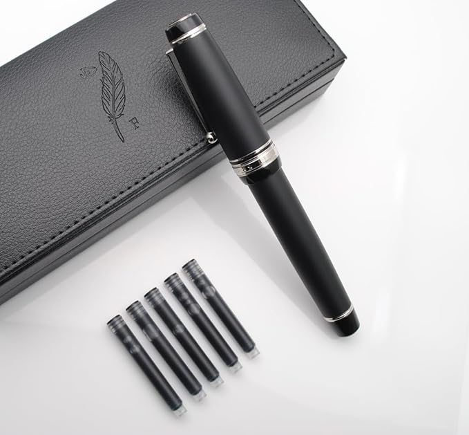 xixixiaozhu Metal Big Fountain Pen Set Medium Nib 0.7mm, Includes Ink Refill - Image 3