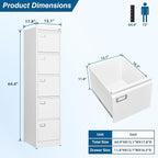PEUKC 5-Drawer File Cabinet, 16.3" Deep Vertical Metal Filing Cabinet - Image 3
