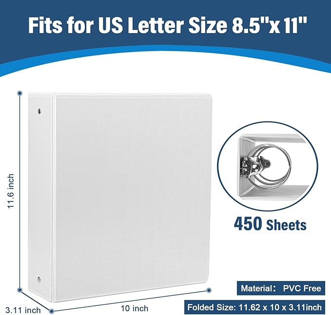 2-Inch 3-Ring Binder with Pockets, 2’’ Premium View Binders with Three Ring - Image 2