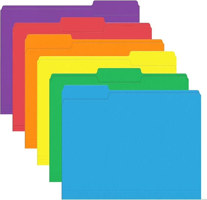 File Folder, PANDRI 120 Pack Colored File Folder, 1/3 Cut Tab, Letter Size by PANDRI