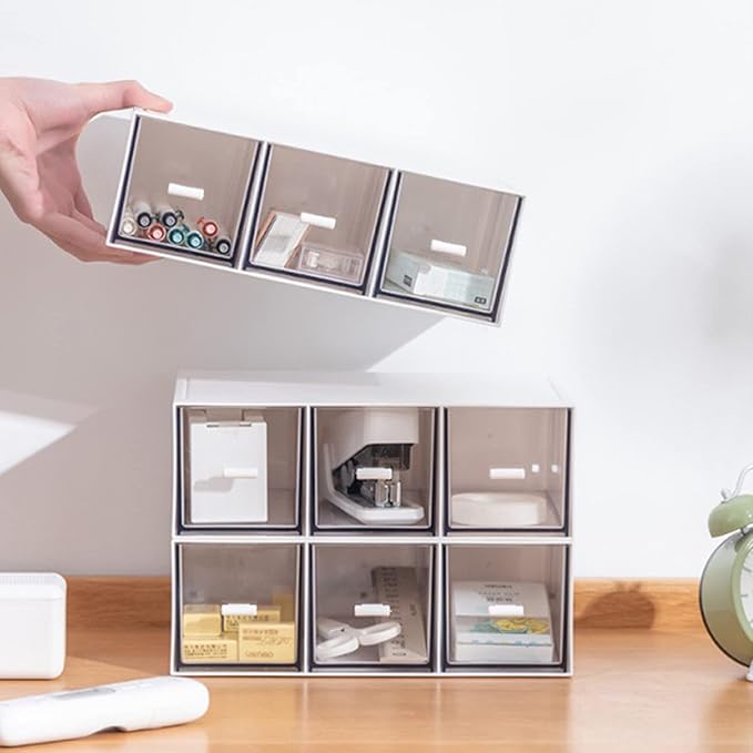 Desk Drawer Organizer, Stackable Storage Drawers, Plastic Compact Desk Storage - Image 2