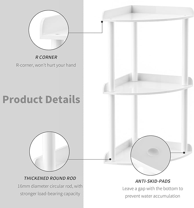 Sezanrpt 3 Tier Countertop Corner Organizer Shelf 7x7x15.7 Inch, Vanity Storage - Image 5