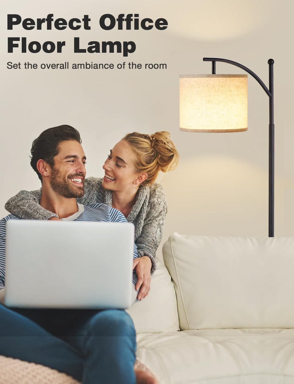 ambimall 60" modern floor lamp with beige shade, package contents