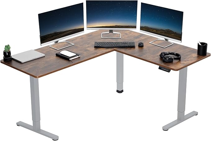 VIVO Electric Corner 63 x 55 inch L-Shaped Standing Desk, Memory Height by VIVO