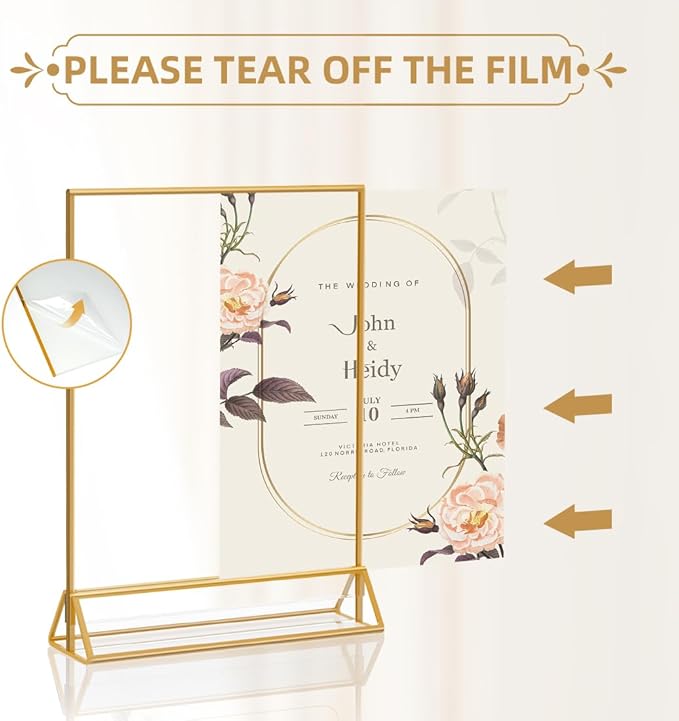 PPH-Sisy 8X10 Gold Frames Double Sided Acrylic Sign Holder Tabletop Picture - Image 5