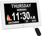 10.1'' Extra Large Digital Clock, 1280*800p HD Display, Dementia Clock by Flyruit