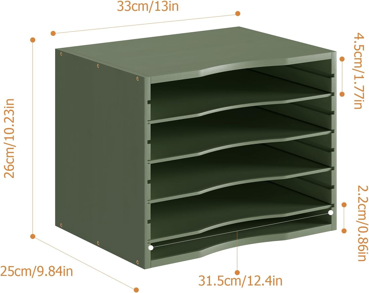 Bamjoy Bamboo 5 Tier Desktop Organizer, Paper Organizer Mail Sorter, File Hol...