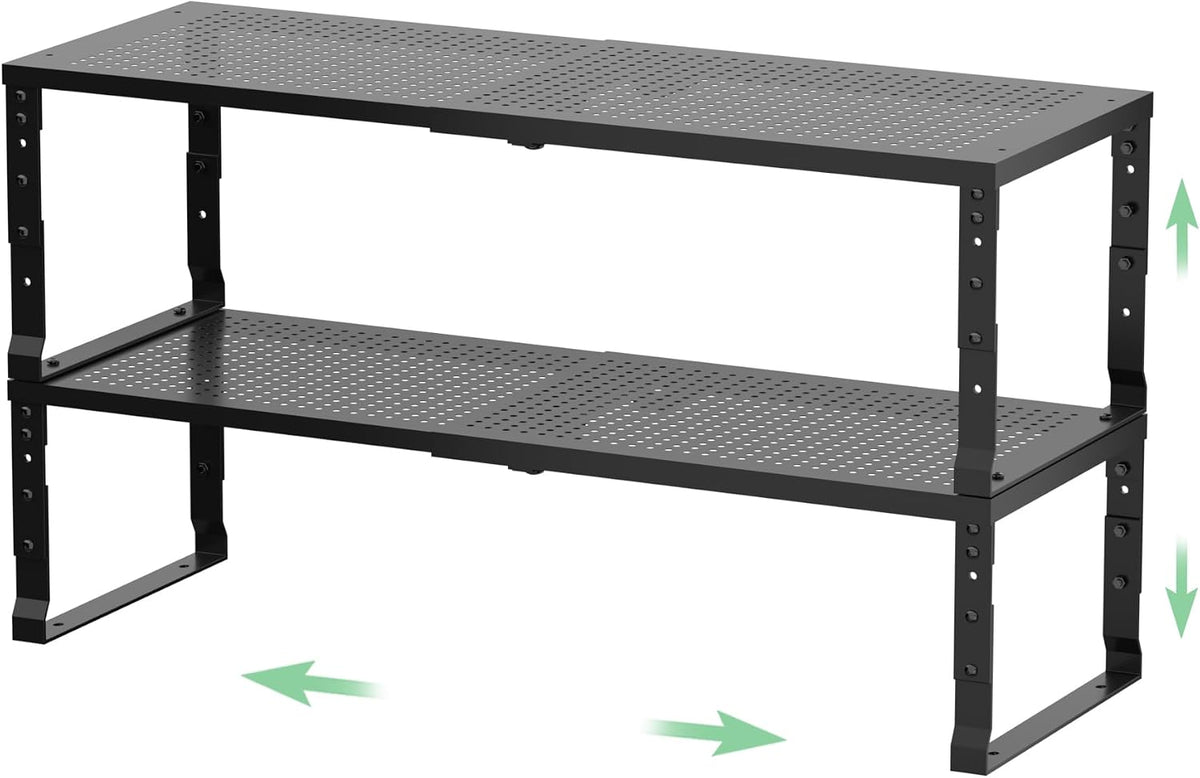 Metal Stackable Expandable Storage Rack, Thickened Steel Adjustable Counterto...
