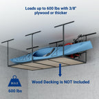 fleximounts 4x8 overhead garage storage rack, without decking shown in use