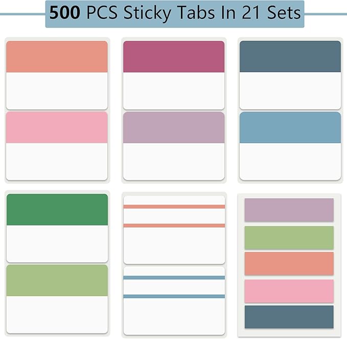 ELII 500 PCS Book Tabs 2 Inch Sticky Index Tabs, Colored Page Markers - Image 2