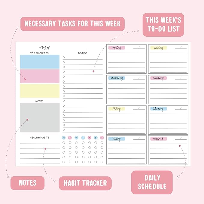 JAMIEKA 52Color Weekly Tearable Planners Pad - Image 5