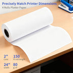 Wide Format Paper 24 In x 150 Ft, 4 RollsPlotter Paper on 2" Core, CAD Bond - Image 2
