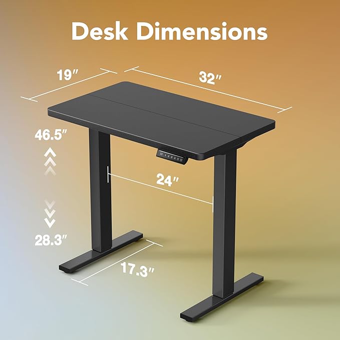 HUANUO 32" Small Electric Standing Desk Adjustable Height, 4 Memory Height - Image 2