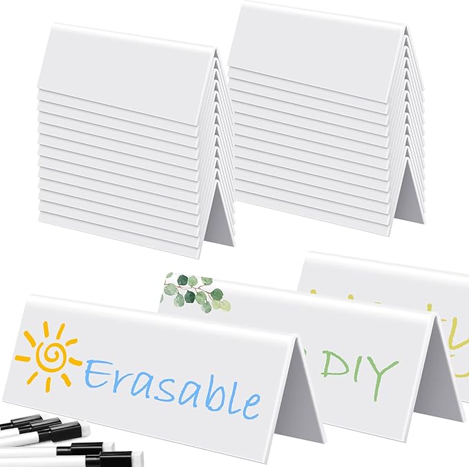 Fainne 30 Sets Dry Erase Name Tent Cards by Fainne